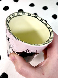 Pastel Purple Cats Holding Hands Cup