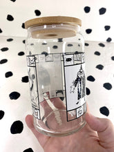 Load image into Gallery viewer, Halloween Cats Lidded Glass Tumbler