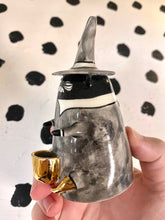 Load image into Gallery viewer, Black Cat With Gold Boots Smoke Bowl