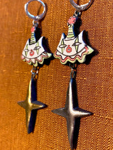 Load image into Gallery viewer, Silver and Gold Clown Star Earrings