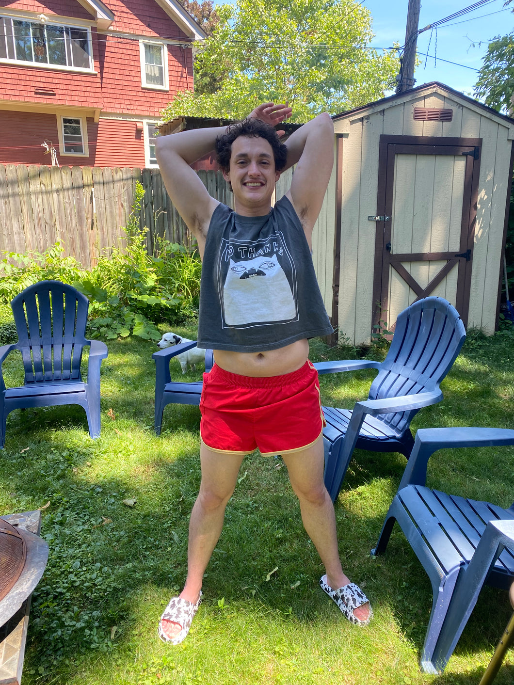 No Thanks Cropped Muscle Tee