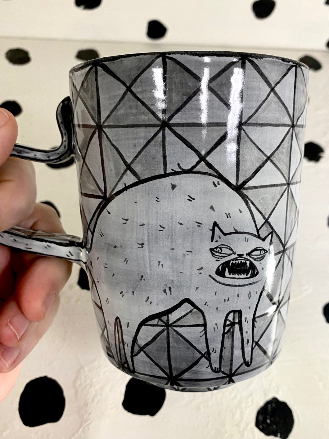 Feral Cat on a Quilt Mug