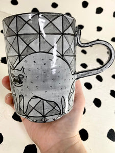 Feral Cat on a Quilt Mug