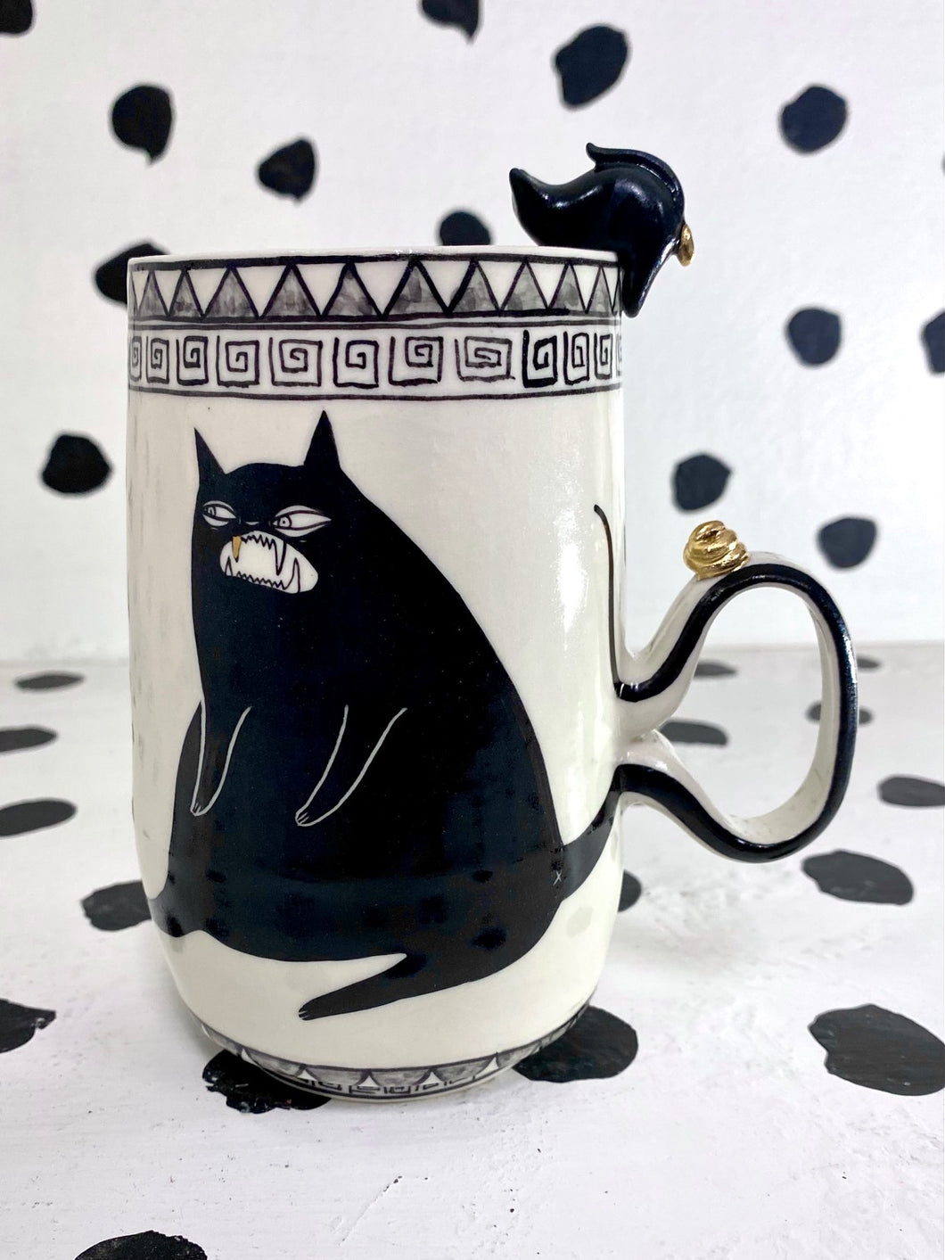 Pattern Cats Gold Poo Mug