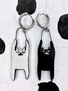 Opposite Cat Dangle Earrings