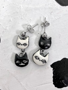 Opposite Cats Post Earrings