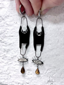 Golden Tear Drop Dangle Earrings