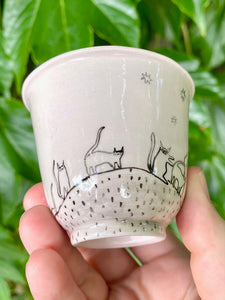 Pale Pink Witch Cat Cup