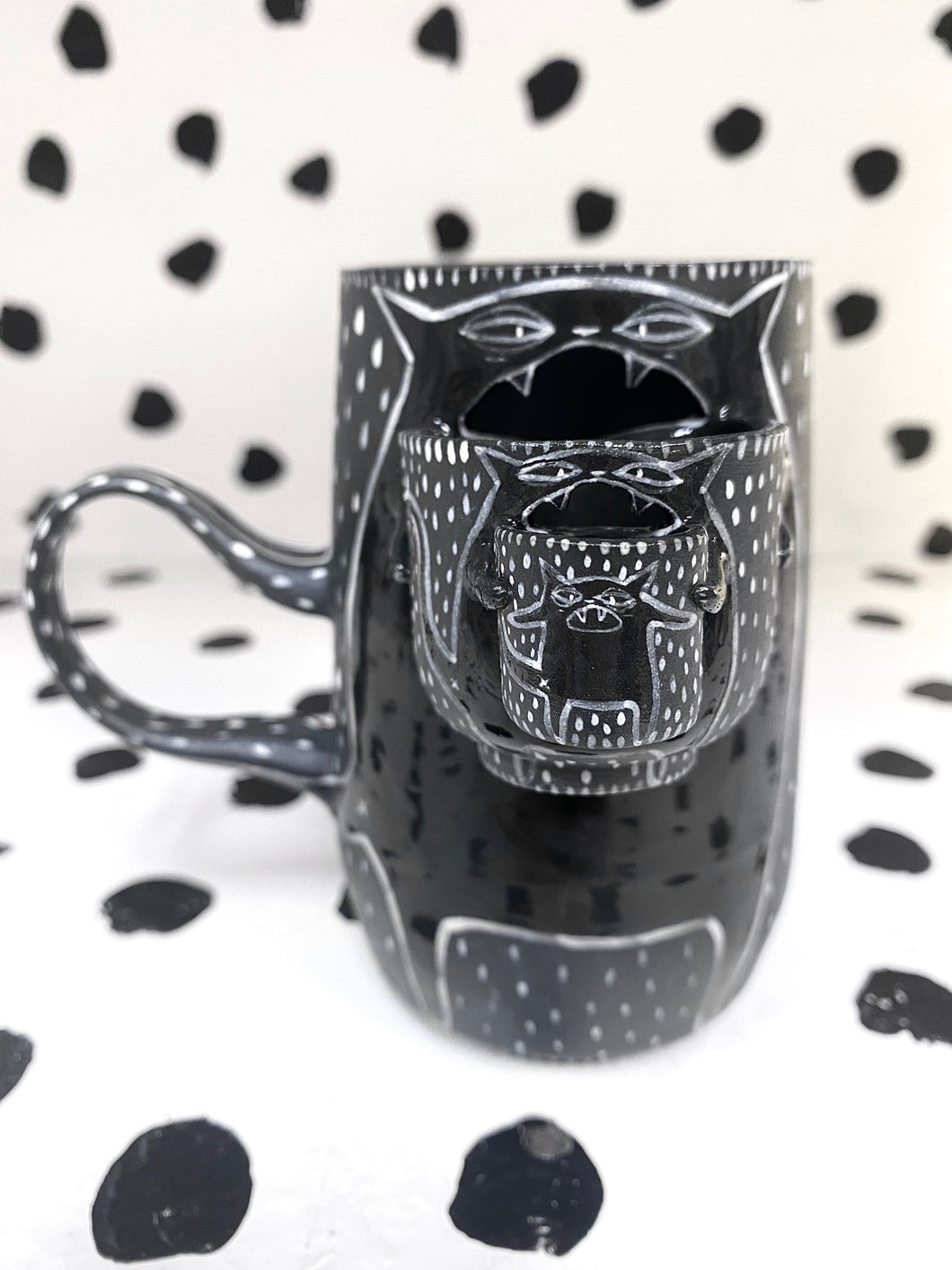 Black Porcelain Double Barf Mug