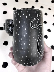 Black Porcelain Double Barf Mug