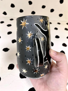 Gold Star Lidded Witch Mug