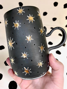 Gold Star Lidded Witch Mug