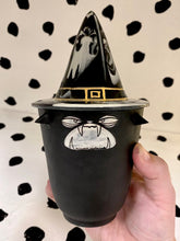 Load image into Gallery viewer, Marble Lidded Witch Cat Cup
