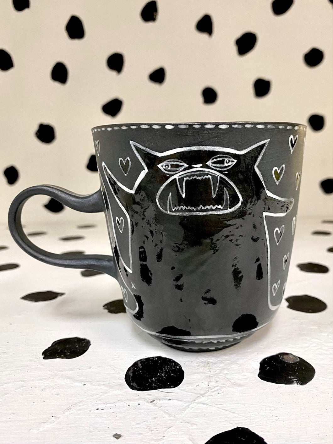 Black Porcelain Heart Cup