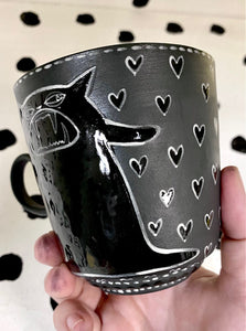 Black Porcelain Heart Cup