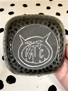 BLack Porcelain Cat Bowl