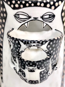 Triple Barf Mug with Orange Textured Dots