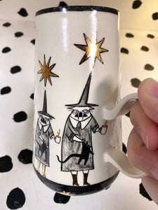 Gold Star Witch Cats Mug