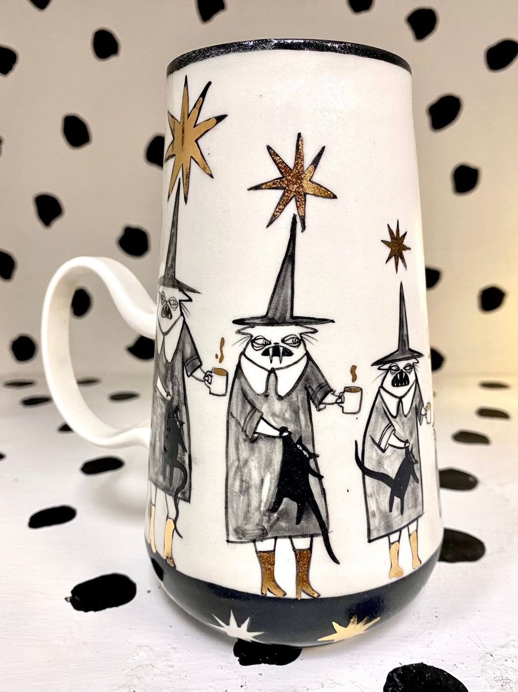 Gold Star Witch Cats Mug
