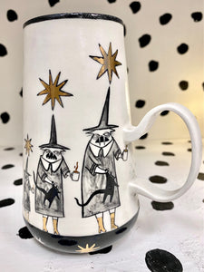 Gold Star Witch Cats Mug