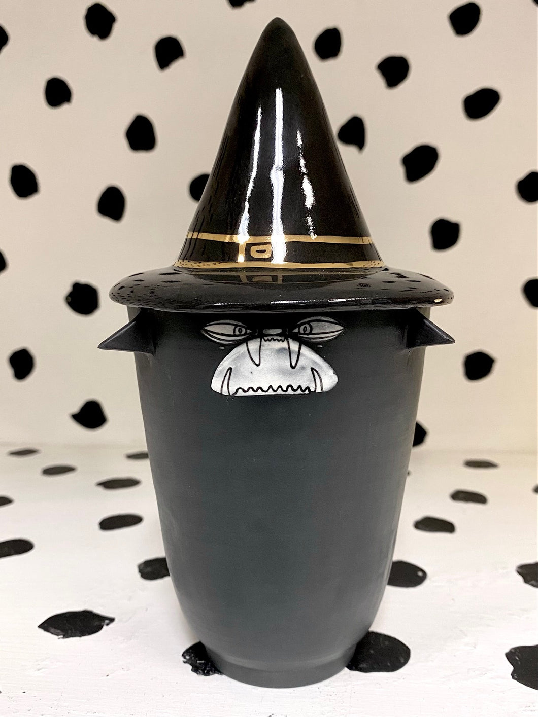 Lidded Witch Cat Cup