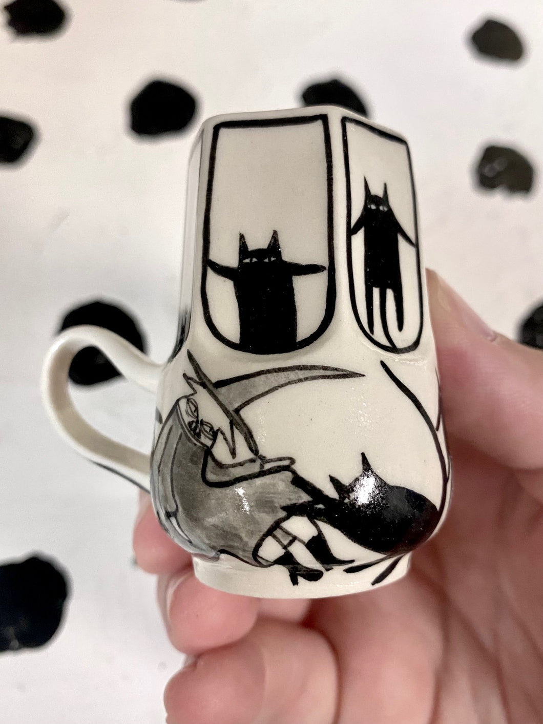 Tiny Spinning Witches and Cats Mug