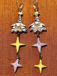 Purple and Green Clown Earrings