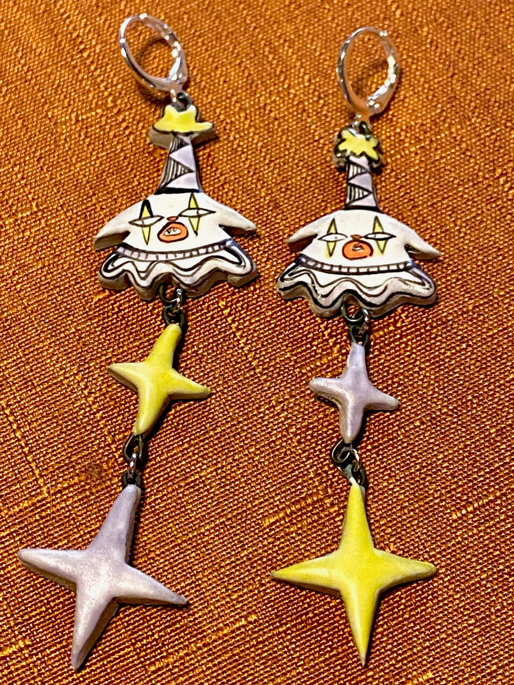 Purple and Green Clown Earrings 2