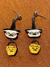Load image into Gallery viewer, Witch Pumpkin Earrings

