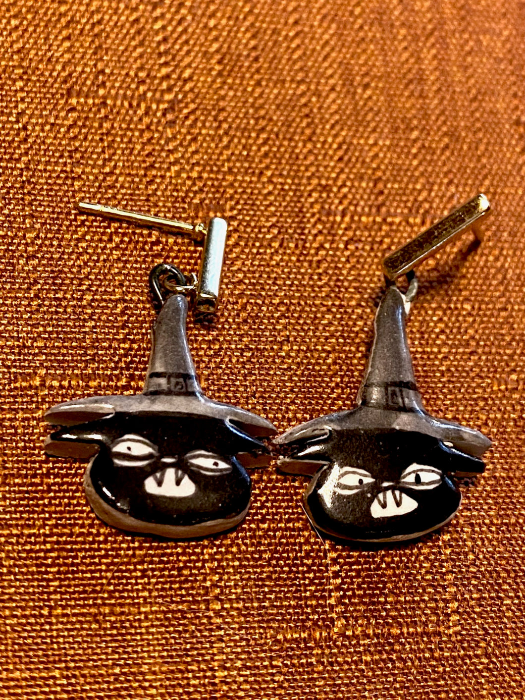 Black Cat Witch Earrings