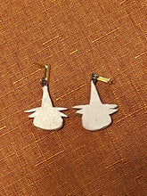 Load image into Gallery viewer, Black and White Cat Witch Earrings
