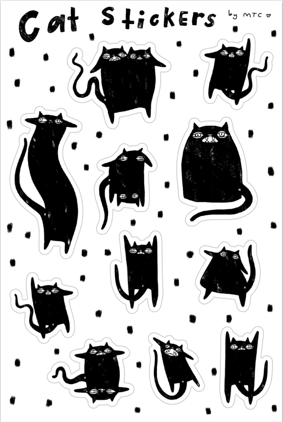 Black Cat Sticker Sheet
